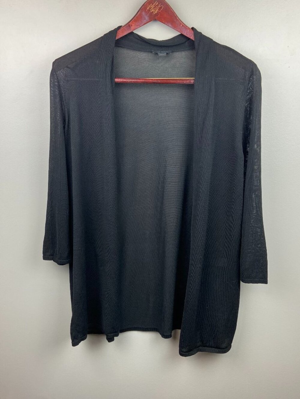 J. Jill Wearever Collection Black Sheer Open Front Cardigan Black Small Petite